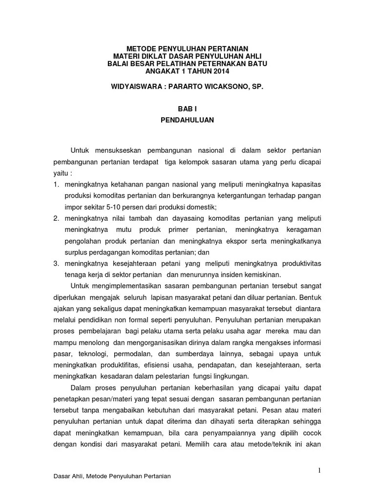 Materi Metode Penyuluhan Pertanian PDF | PDF