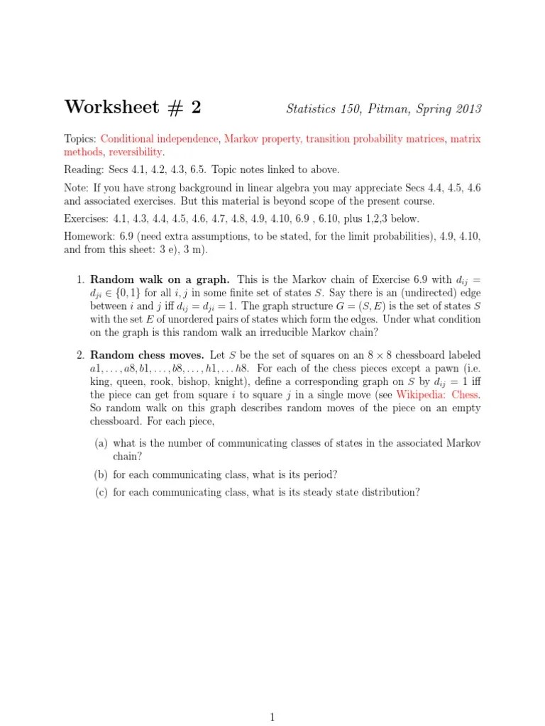 Markov Chain Exercises | PDF | Markov Chain | Mathematical Relations