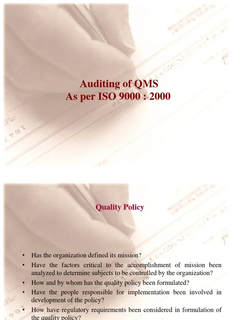 Auditing Of QMS As Per ISO 9000: 2000 | PDF | Verification And Validation | Audit