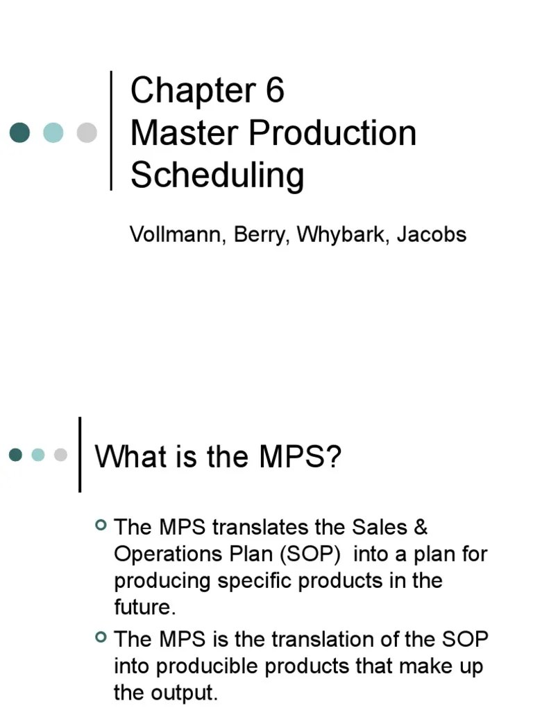 Chapter 6 Master Production Scheduling | PDF | Supply Chain Management ...