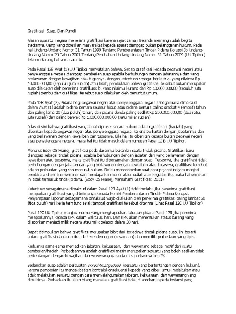 Gratifikasi, Suap, Dan Pungli | PDF