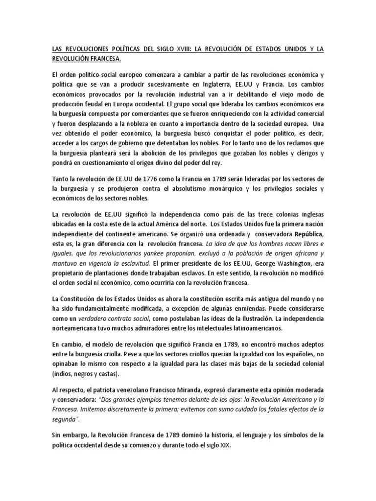 Las Revoluciones Políticas Del Siglo Xviii | PDF | Revolución Francesa | Francia