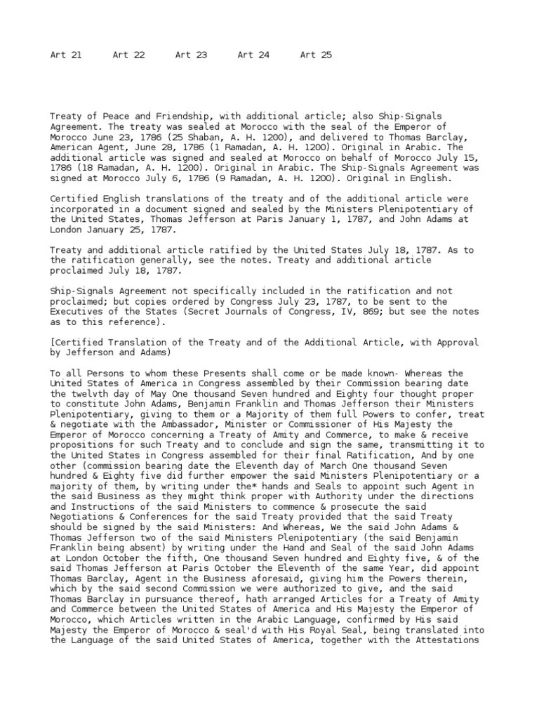 Treaty Of Peace And Friendship | Download Free PDF | Ratification | Treaty