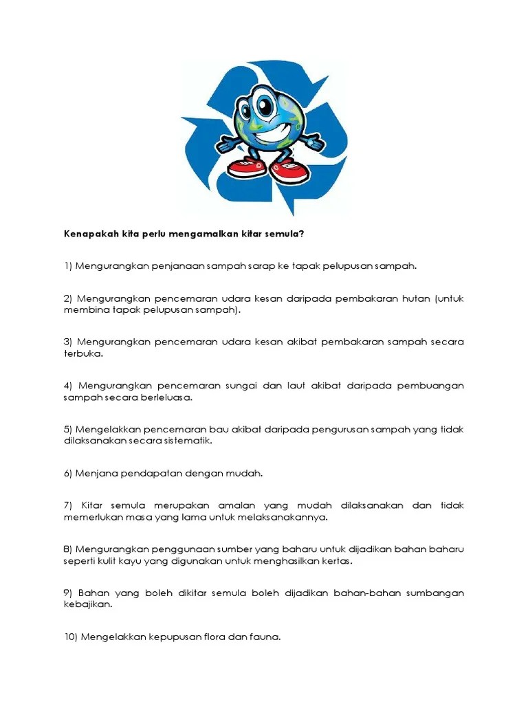 Amalan kitar semula adalah sesuatu perkara yang tidak boleh lagi. Kesan Tidak Mengamalkan Kitar Semula Maximilliandsx