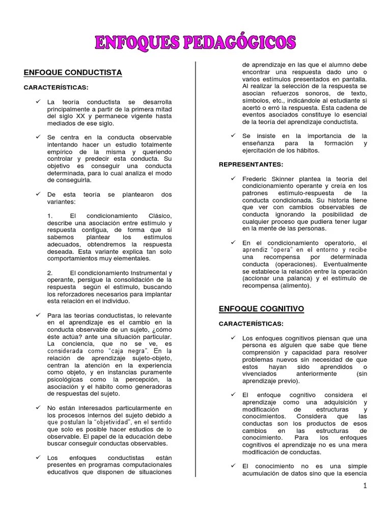 Enfoques Pedagogicos | PDF | Aprendizaje | Mente