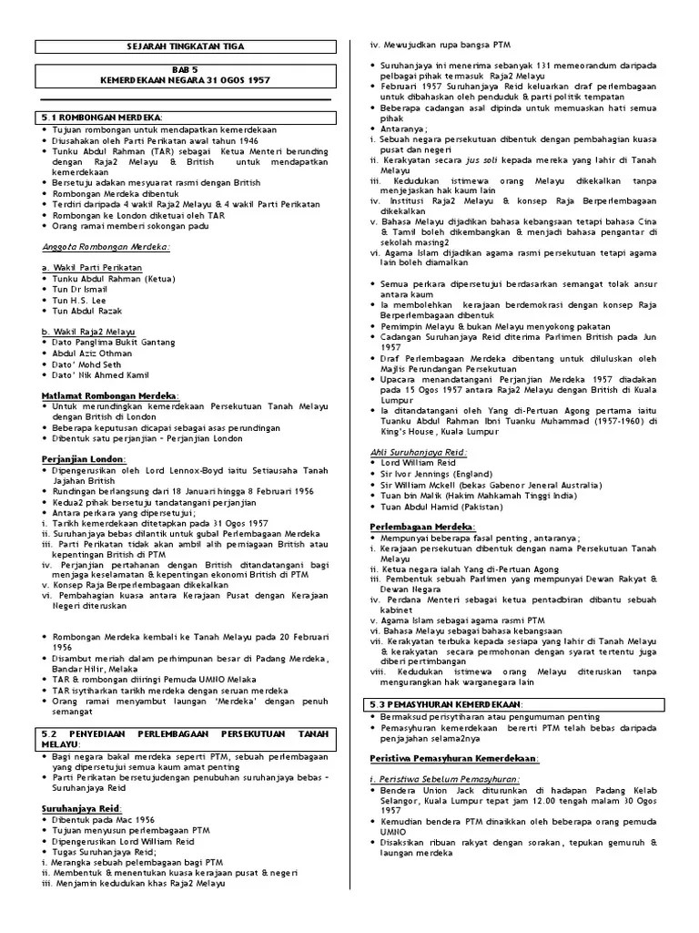 Nota sejarah tingkatan 4 bab 3 tamadun awal di asia tenggara. Nota Sejarah Tingkatan 3 Bab 5 Pdf