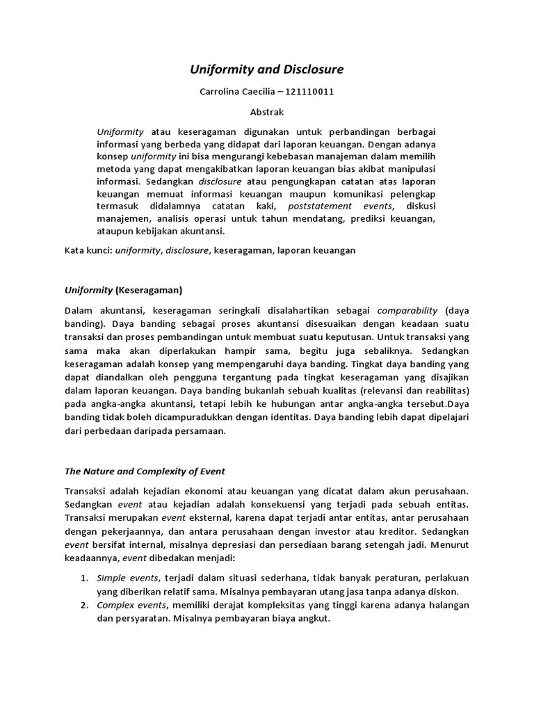 Uniformity and Disclosure | PDF