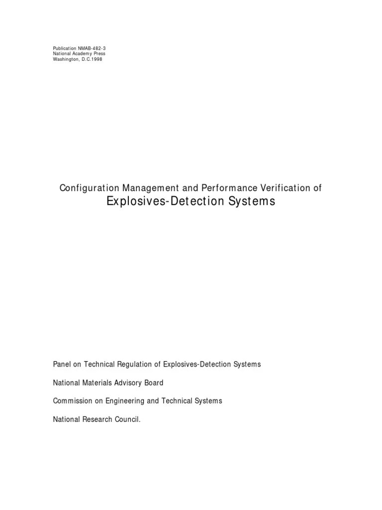 Explosives-Detection Systems: Configuration Management And Performance Verification Of | PDF ...