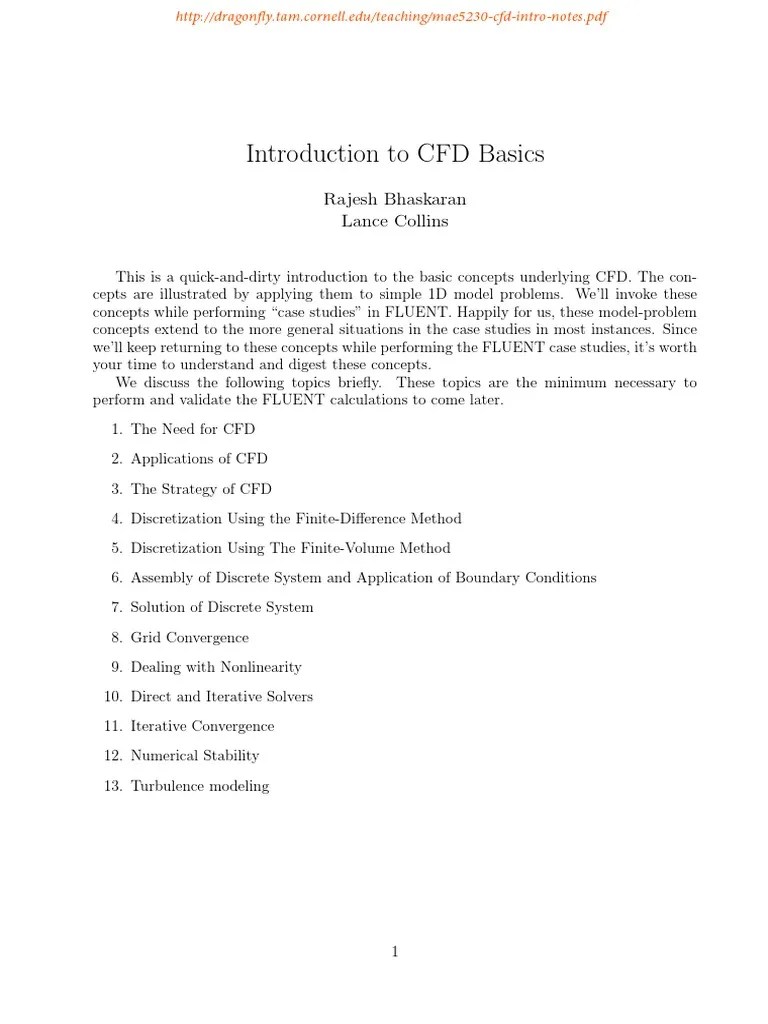 Introduction To CFD Basics Rajesh Bhaskaran | PDF | Computational Fluid ...