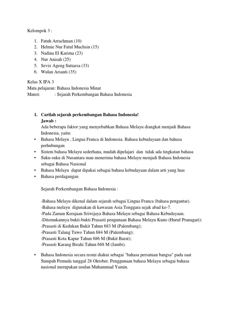 Sejarah Bahasa Indonesia | PDF