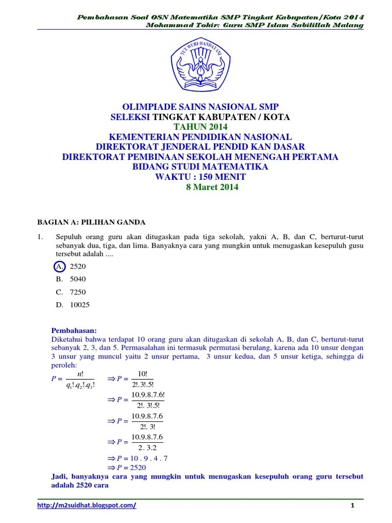 Bonus buku persiapan osn matematika smp,yang berisi kumpulan soal. Soal Dan Pembahasan Olimpiade Matematika Smp Tingkat Internasional Kumpulan Contoh Surat Dan Soal Terlengkap