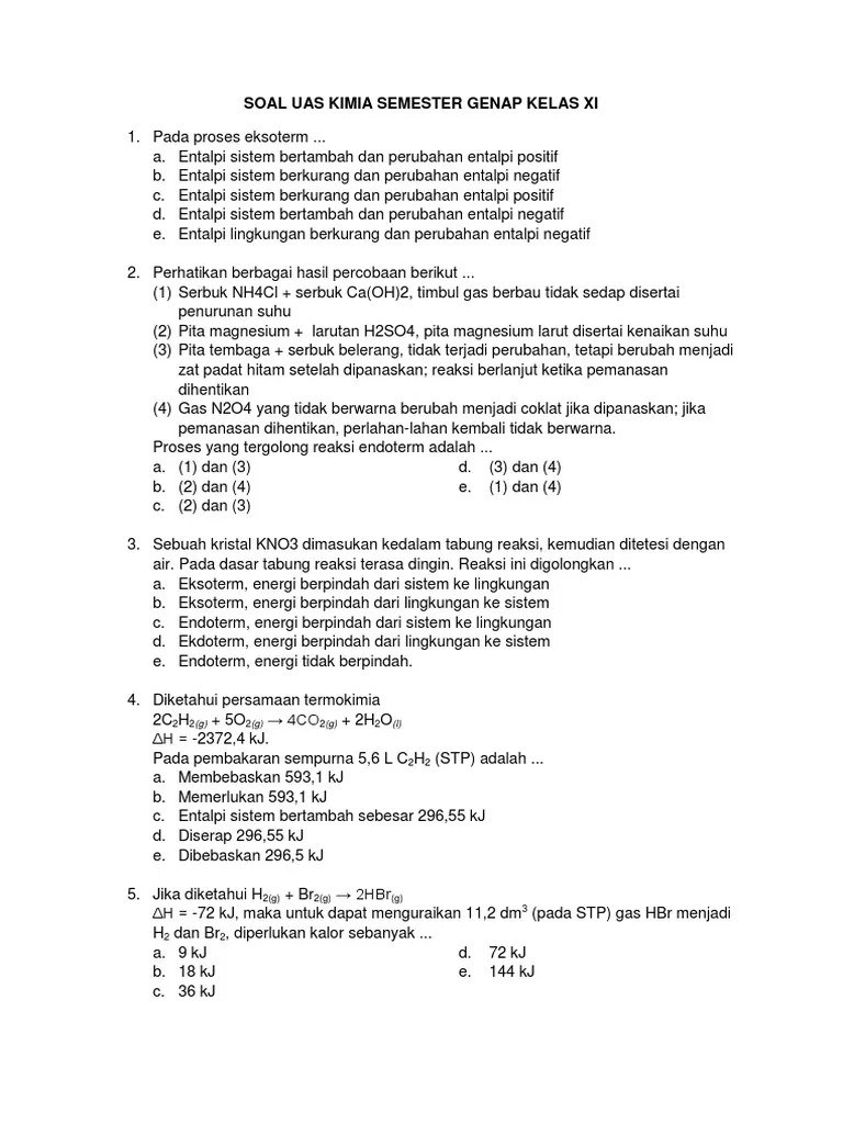 Latihan soal uas / pas ips kelas 8 smp/mts semester 1 (kurikulum 2013) (download). Soal Uas Kimia Semester Genap Kelas Xi
