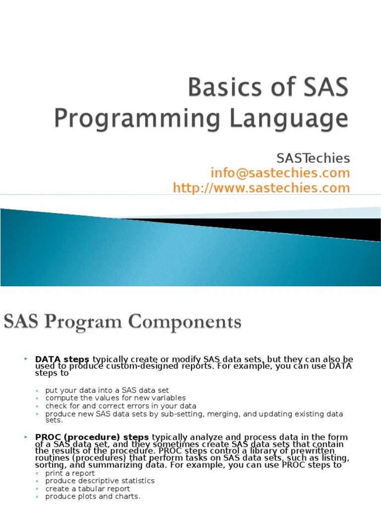 SAS Slides 2: Basics Of SAS Programming Language | PDF | Sas (Software ...