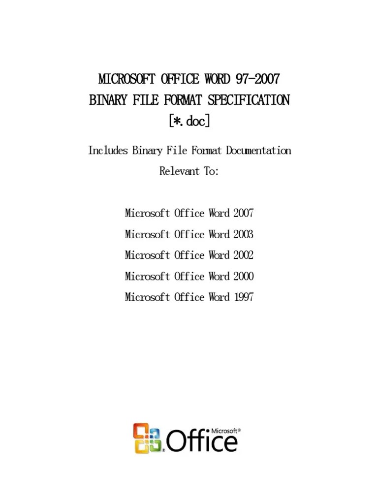 Word 97-2007 Binary File Format (Doc) Specification | Download Free PDF ...