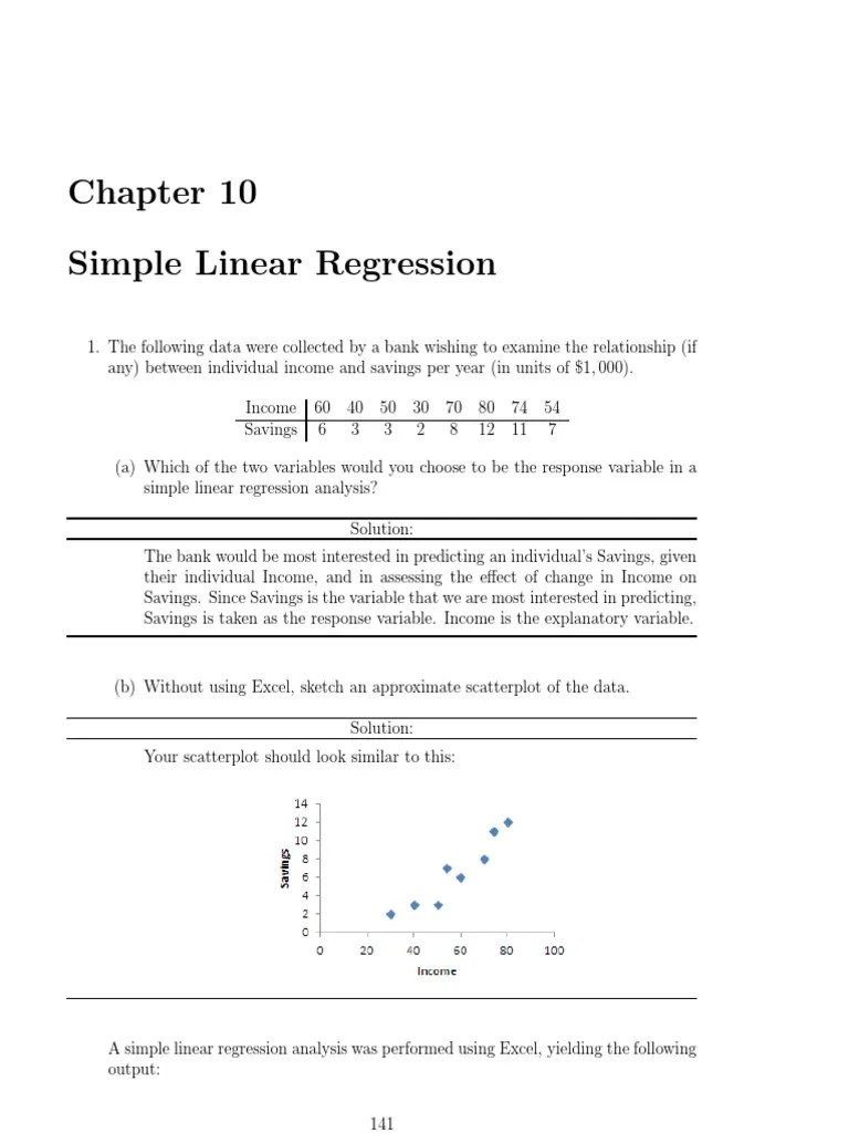 Simple Linear Regression | PDF | Regression Analysis | Errors And Residuals