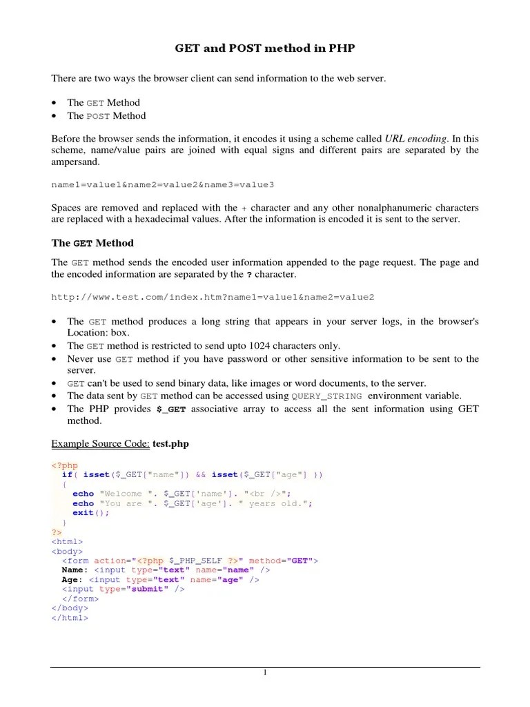 GET And POST Method In PHP | PDF | Php | Web Server