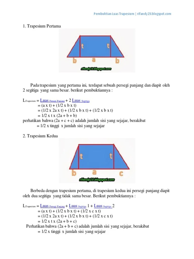 Pembuktian Rumus Trapesium – Mudah