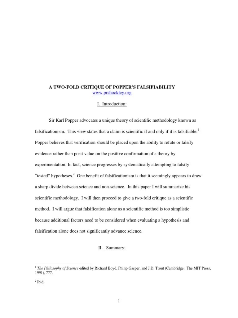 A Critique Of Falsificationism By Karl Popper | PDF | Falsifiability ...