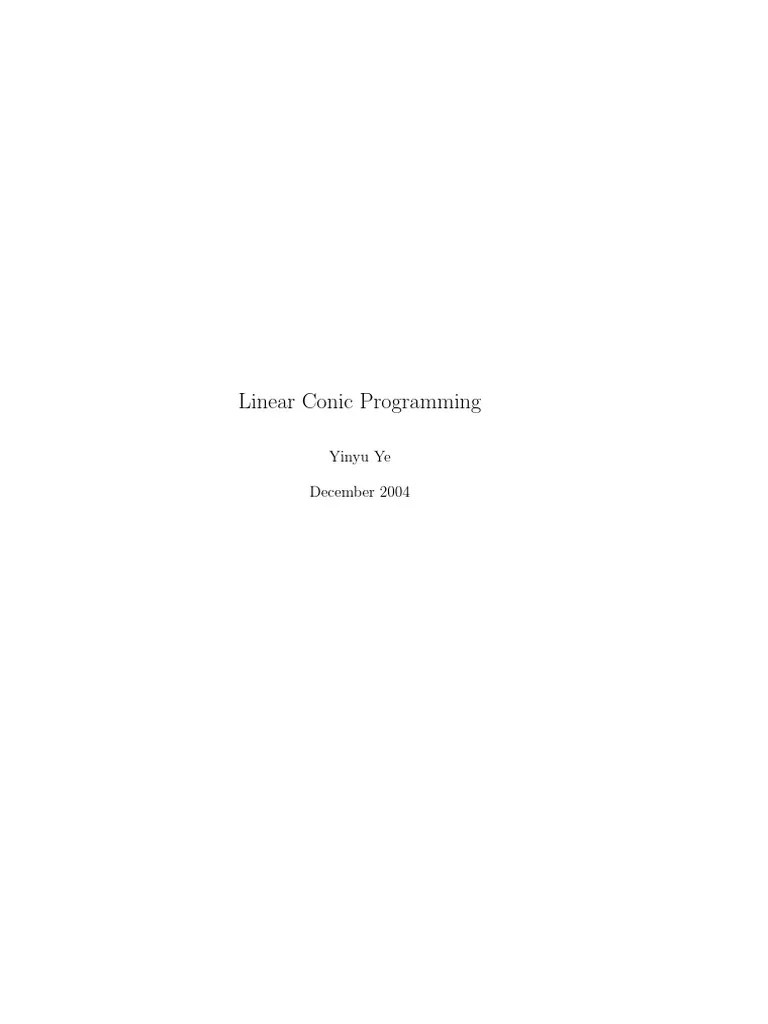 Conic Programming | PDF