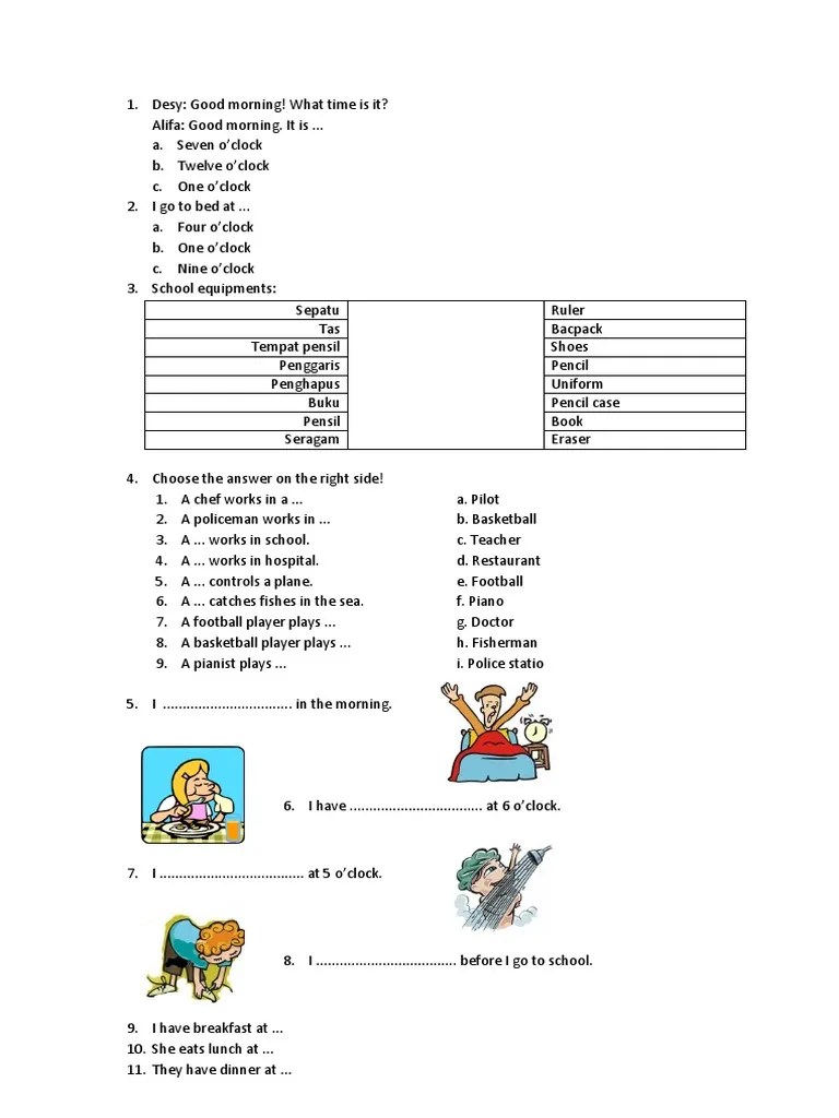 Periksa terlebih dahulu sebelum langsung mencetaknya berikut ini. Contoh Soal Bahasa Inggris Kelas 1 Sd