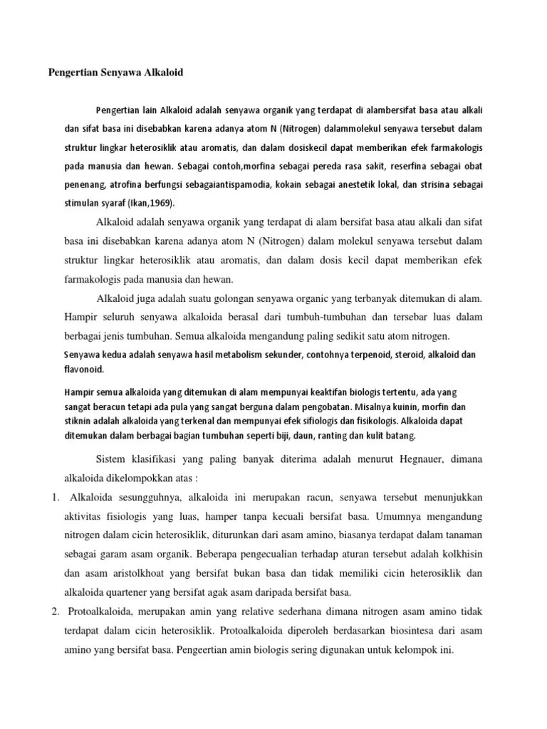 Pengertian Senyawa Alkaloid | PDF