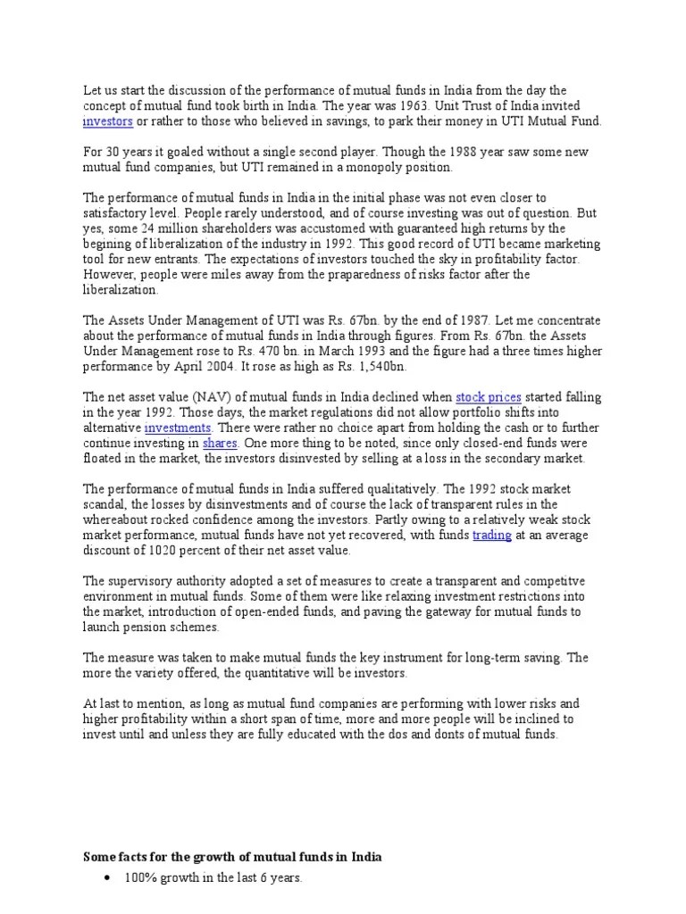 Performance Of Mutual Funds In India | PDF | Mutual Funds | Securities ...