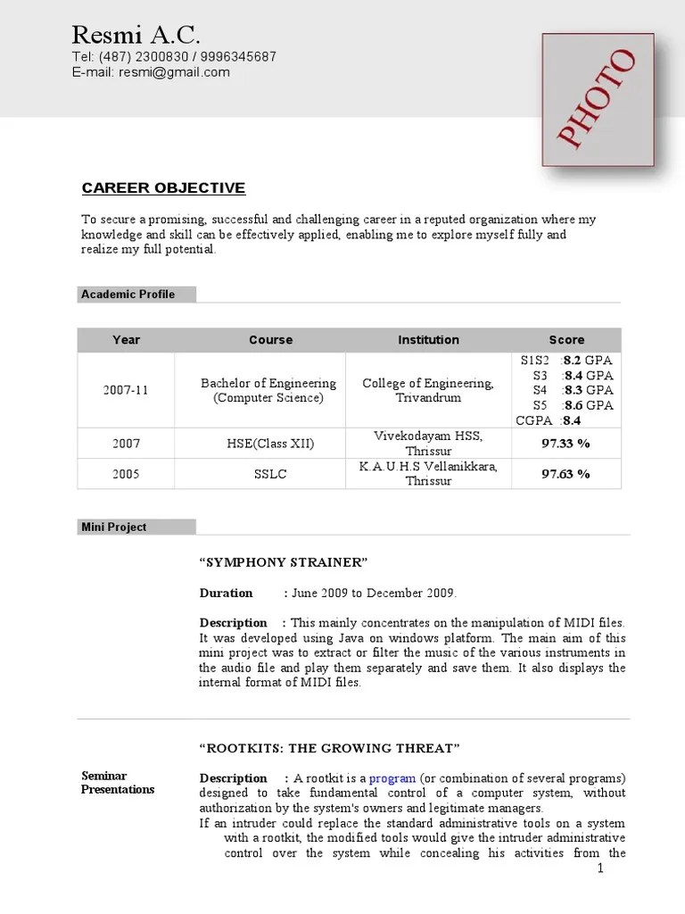 Resume Sample | PDF | Computing | Computing And Information Technology