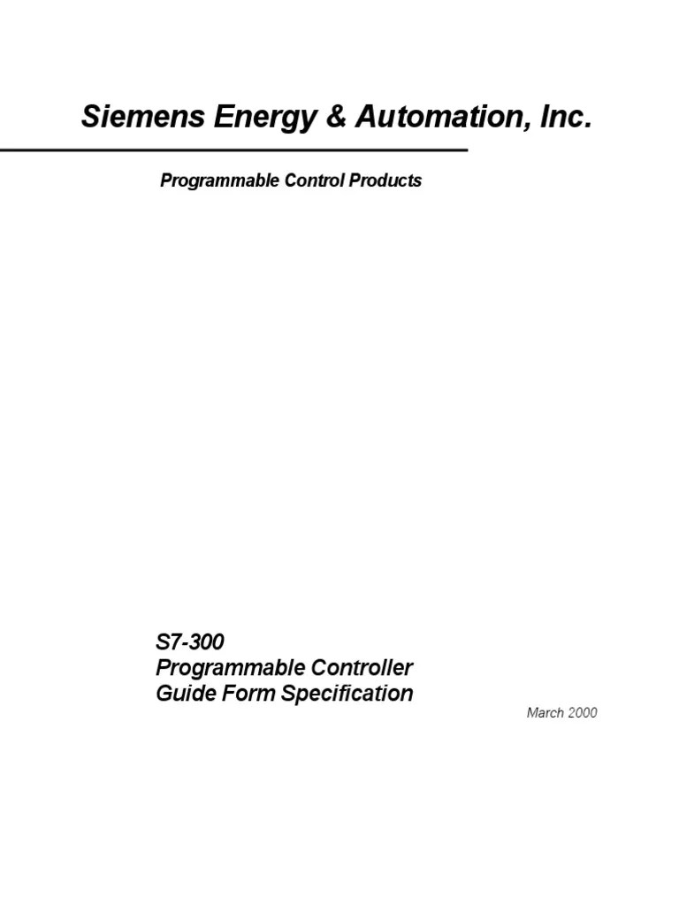 Siemens Programmable Control Specification | PDF | Programmable Logic ...