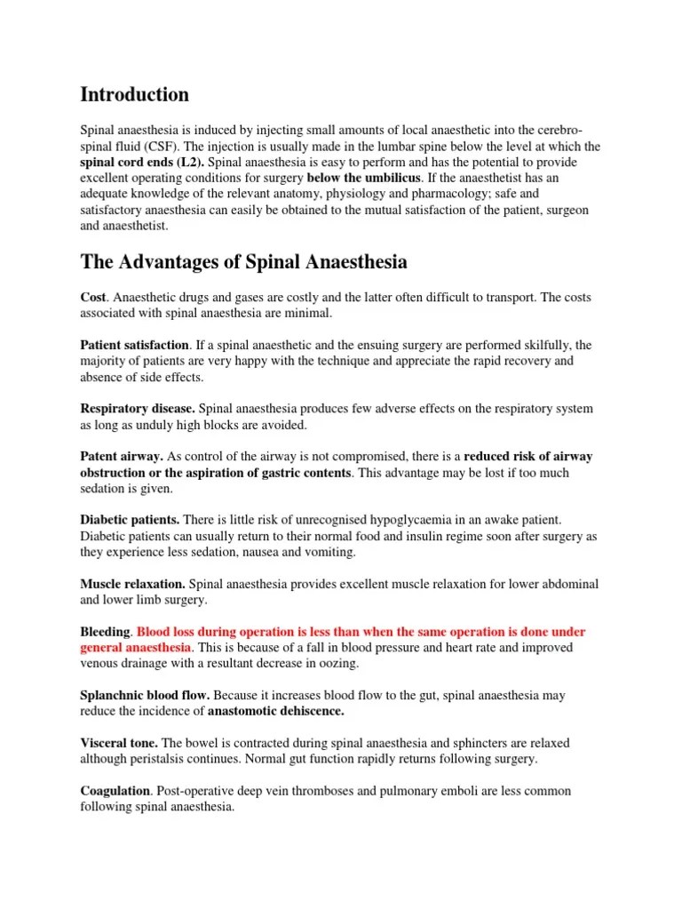 Spinal Anesthesia | PDF | Anesthesia | Medical Specialties