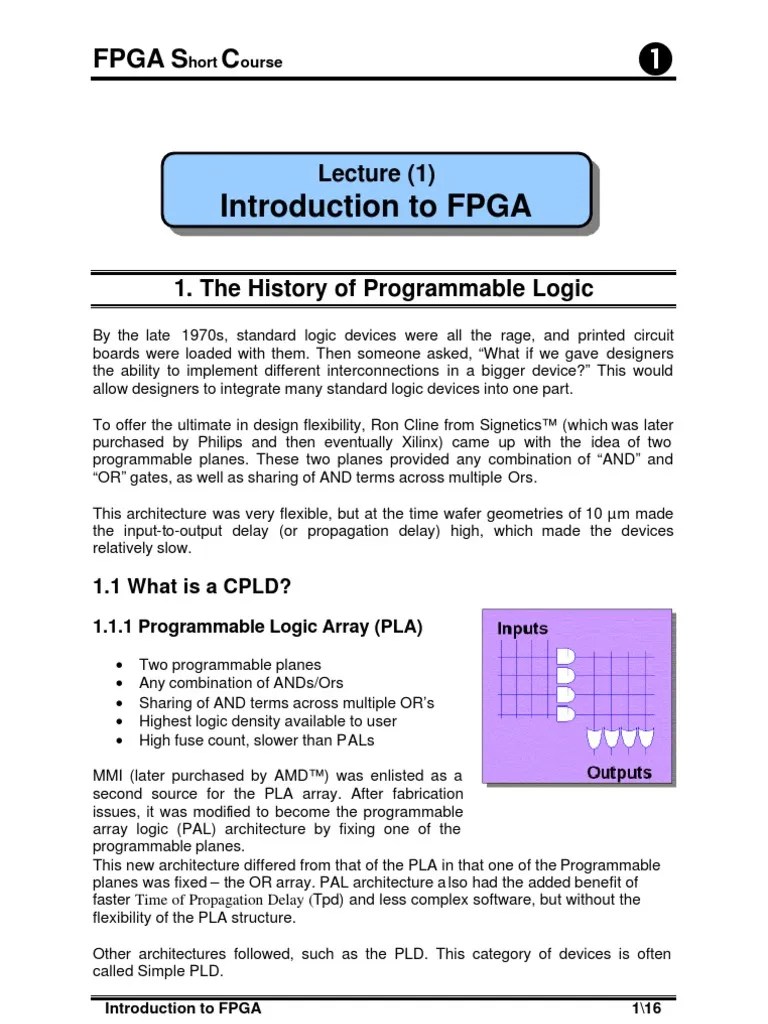 Introduction To FPGA | PDF | Field Programmable Gate Array | Logic Gate