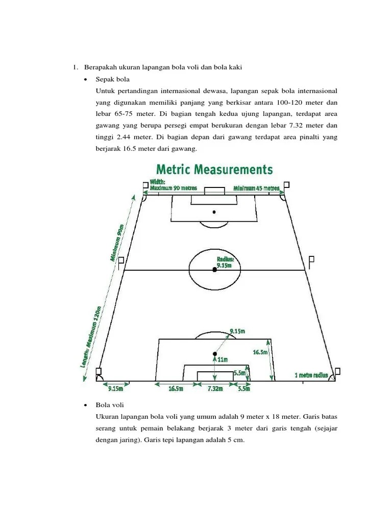 Berapakah Ukuran Lapangan Bola Voli Dan Bola Kaki | PDF
