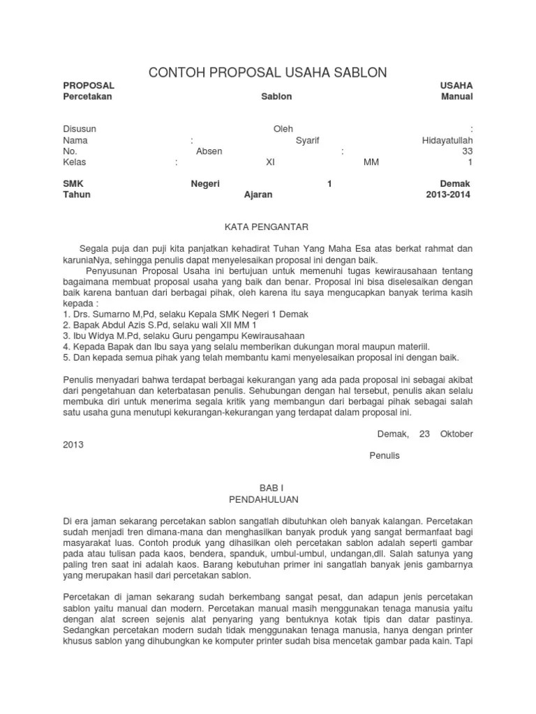 Contoh Proposal Usaha Kaos Sablon Kreatif Arifinbp Membuat usaha yang menguntungkan dan berkelanjutan.
