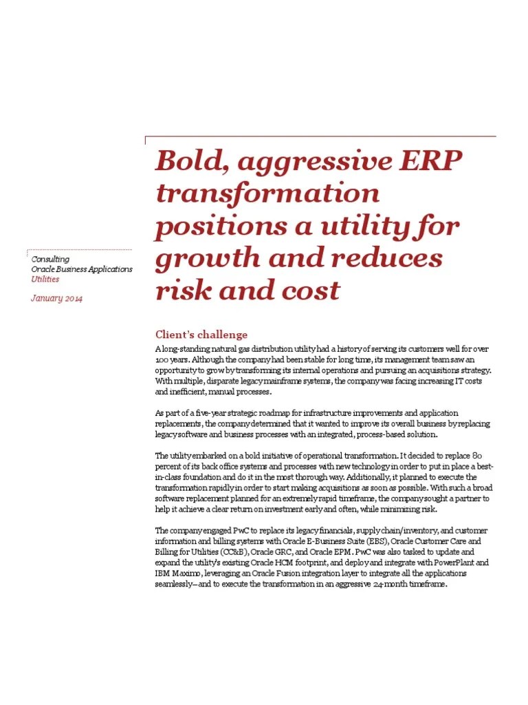 PWC - Case Study Example 1 | PDF | Pricewaterhouse Coopers | Oracle Corporation