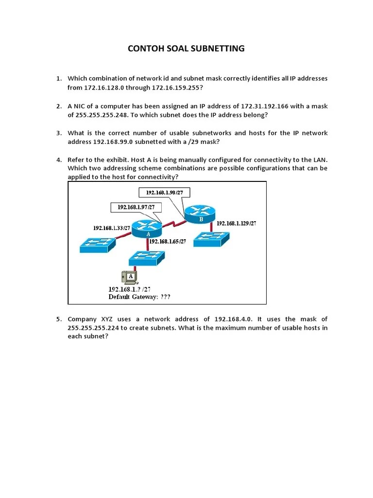 Contoh Soal Subnetting | PDF | Communications Protocols | Networks