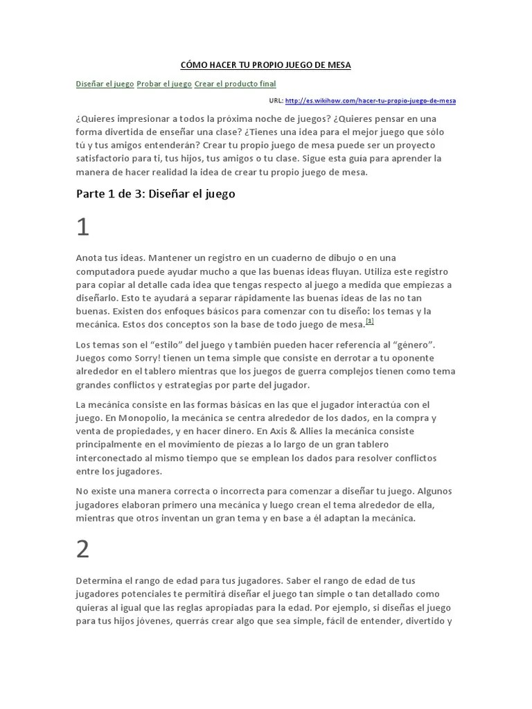 Cómo Hacer Tu Propio Juego De Mesa | PDF | Diseño | Ocio