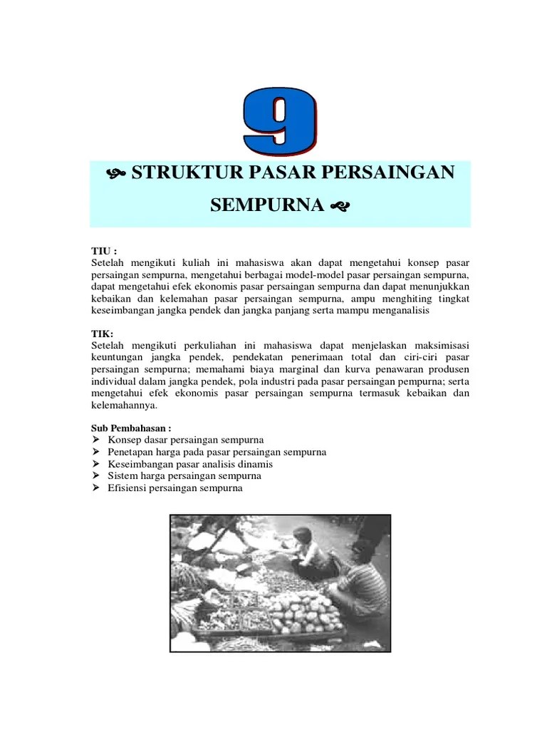 Modul 9 Struktur Pasar Persaingan Sempurna | PDF