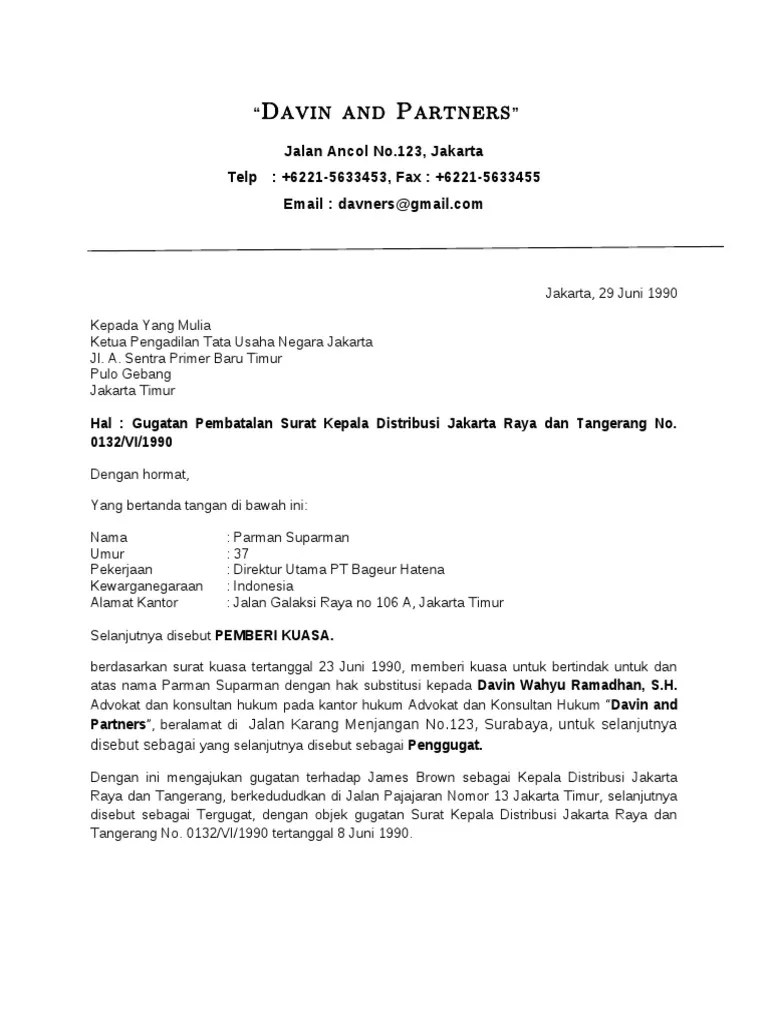 Contoh Surat Gugatan Ptun Tentang Perizinan Nusagates 