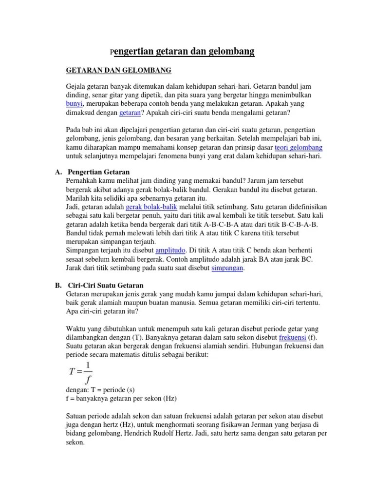 Pengertian Getaran Dan Gelombang, Bunyi, Optik | PDF
