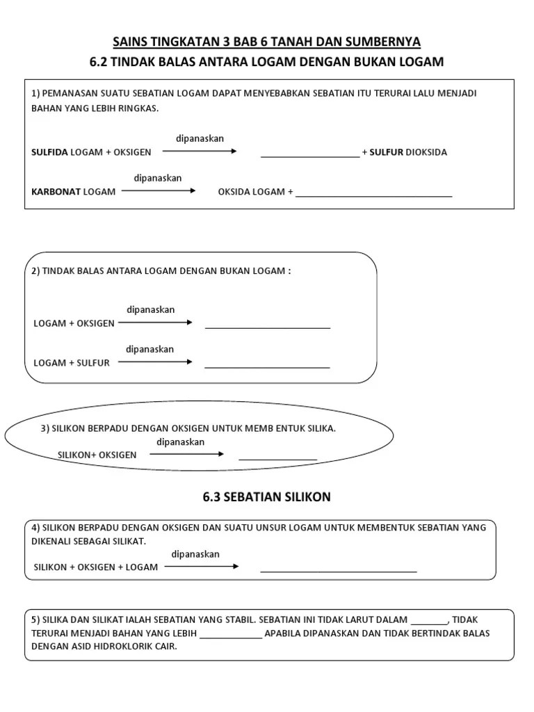 Refleksi nombor 4, 5 & 6 wajib ada dalam rph sebab ada disebut dalam pekeliling bil.3/1999. Nota Sains Tingkatan 3 Bab 6 Isaiahctzx