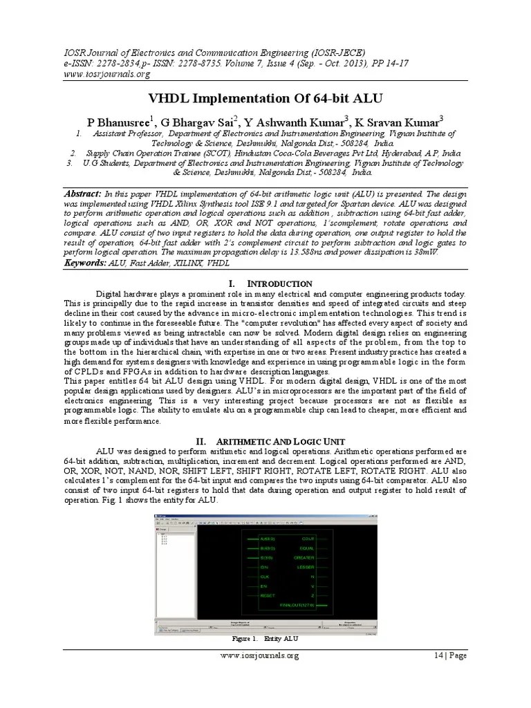 32 Bit Alu Vhdl Logic Synthesis