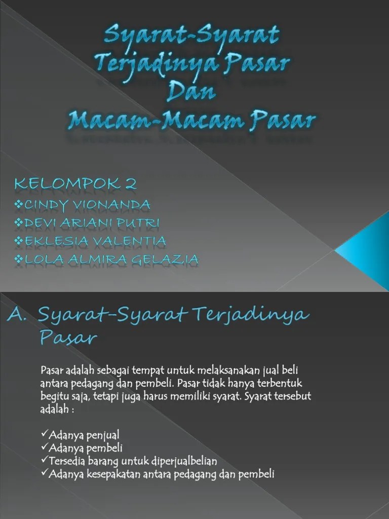 Syarat Syarat Terjadinya Pasar Dan Macam Macam Pasar | PDF