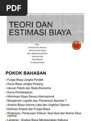 May 10, 2018 · e. Contoh Soal Estimasi Biaya Materi Manajerial Jawabanku Id