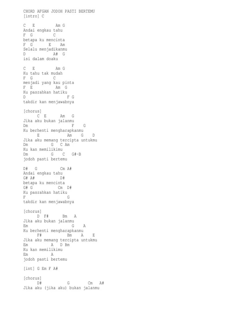 Lirik lagu jodoh pasti bertemu afgan : Jodoh Pasti Bertemu Pdf