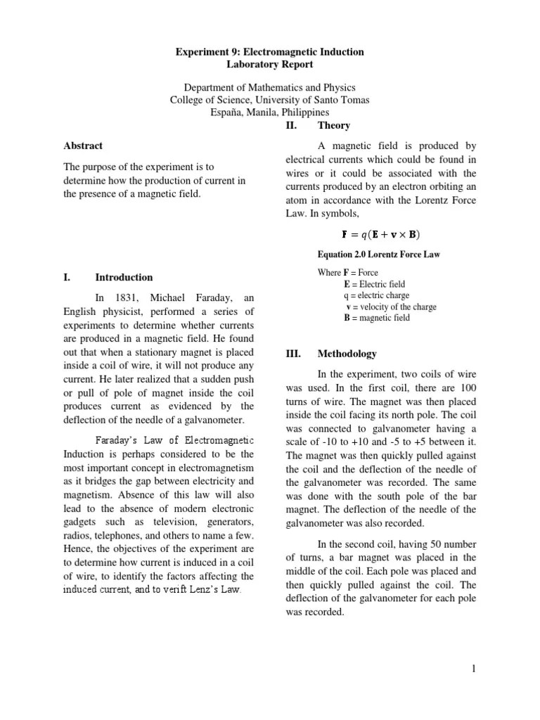 Electromagnetic Induction Experiment Electromagnetic