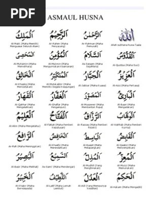 Namun masih ada juga yang bertanya apa arti asmaul husna?. Asmaul Husna Pdf 1 Lembar Contoh Makalah