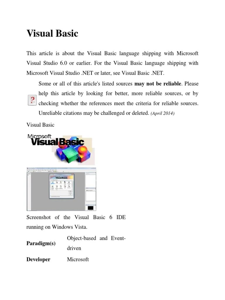 Visual Basic | PDF | Visual Basic .Net | Visual Basic For Applications