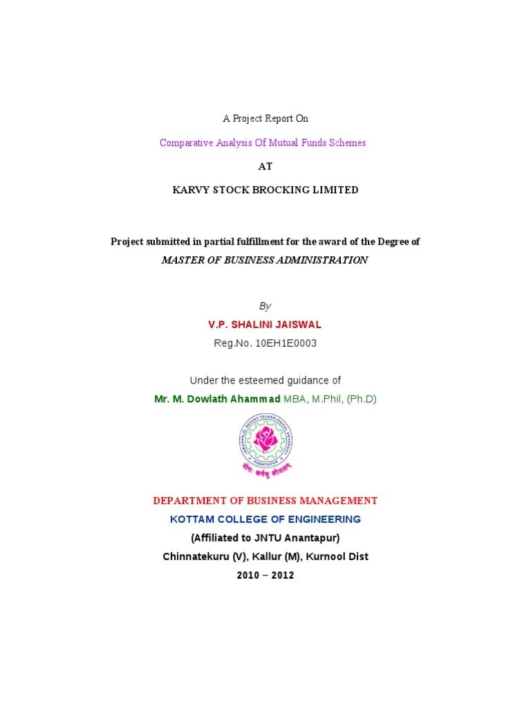 Comparative Analysis Of Mutual Funds Schemes | PDF | Mutual Funds ...