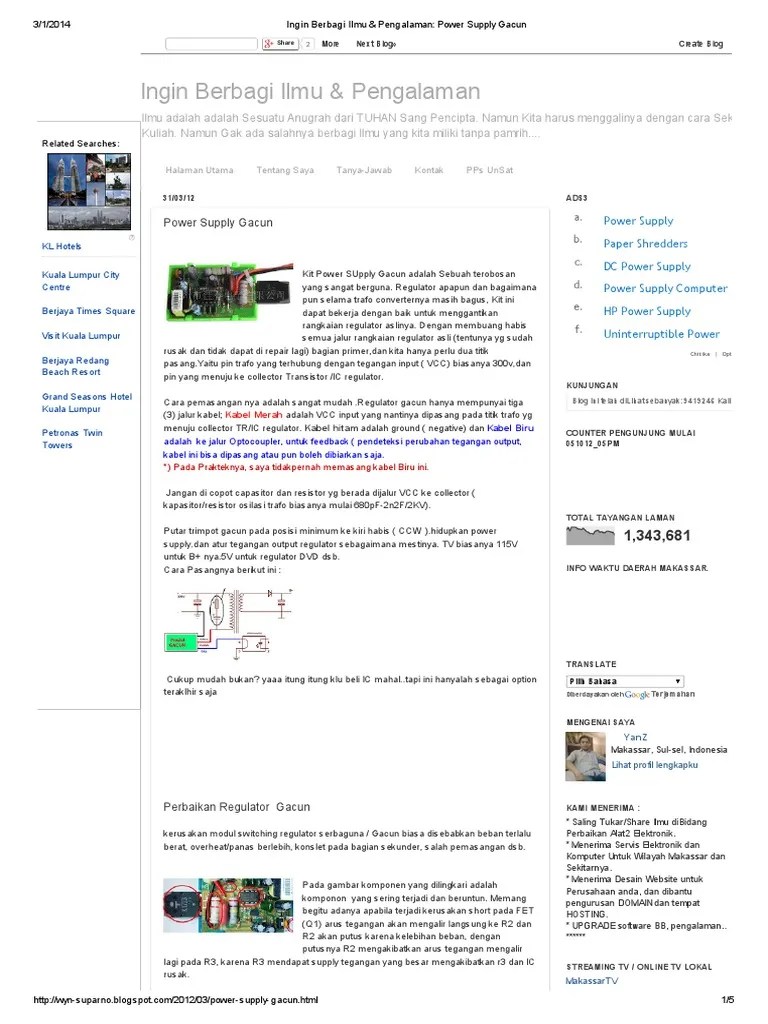 Ingin Berbagi Ilmu Pengalaman Power Supply Gacun
