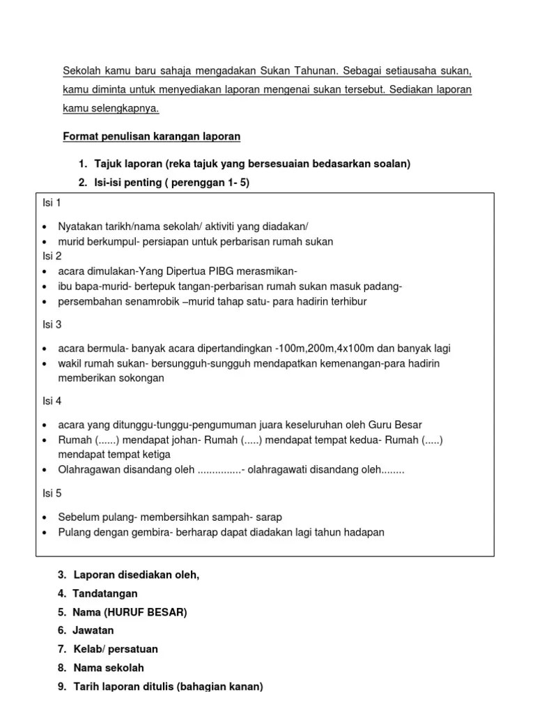 Contoh karangan laporan hari sukan. Rangka Karangan Laporan Sukan Sekolah Pdf