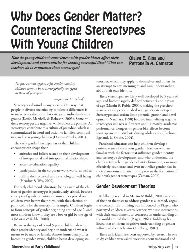 Why Does Gender Matter Counteracting Stereotypes With Young Children ...